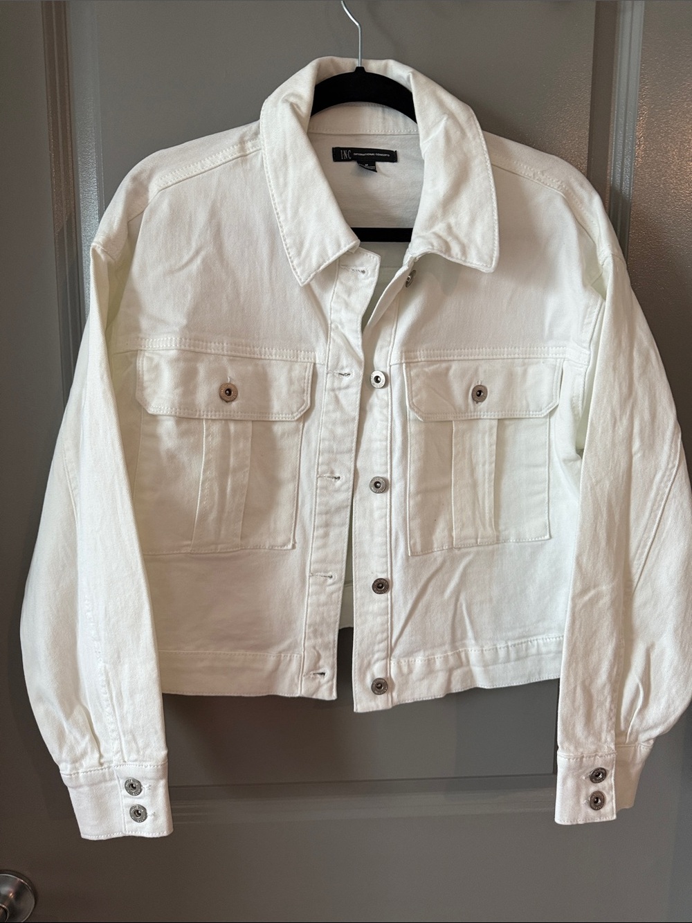 INC International Concepts Off-White Denim Trucker Jacket